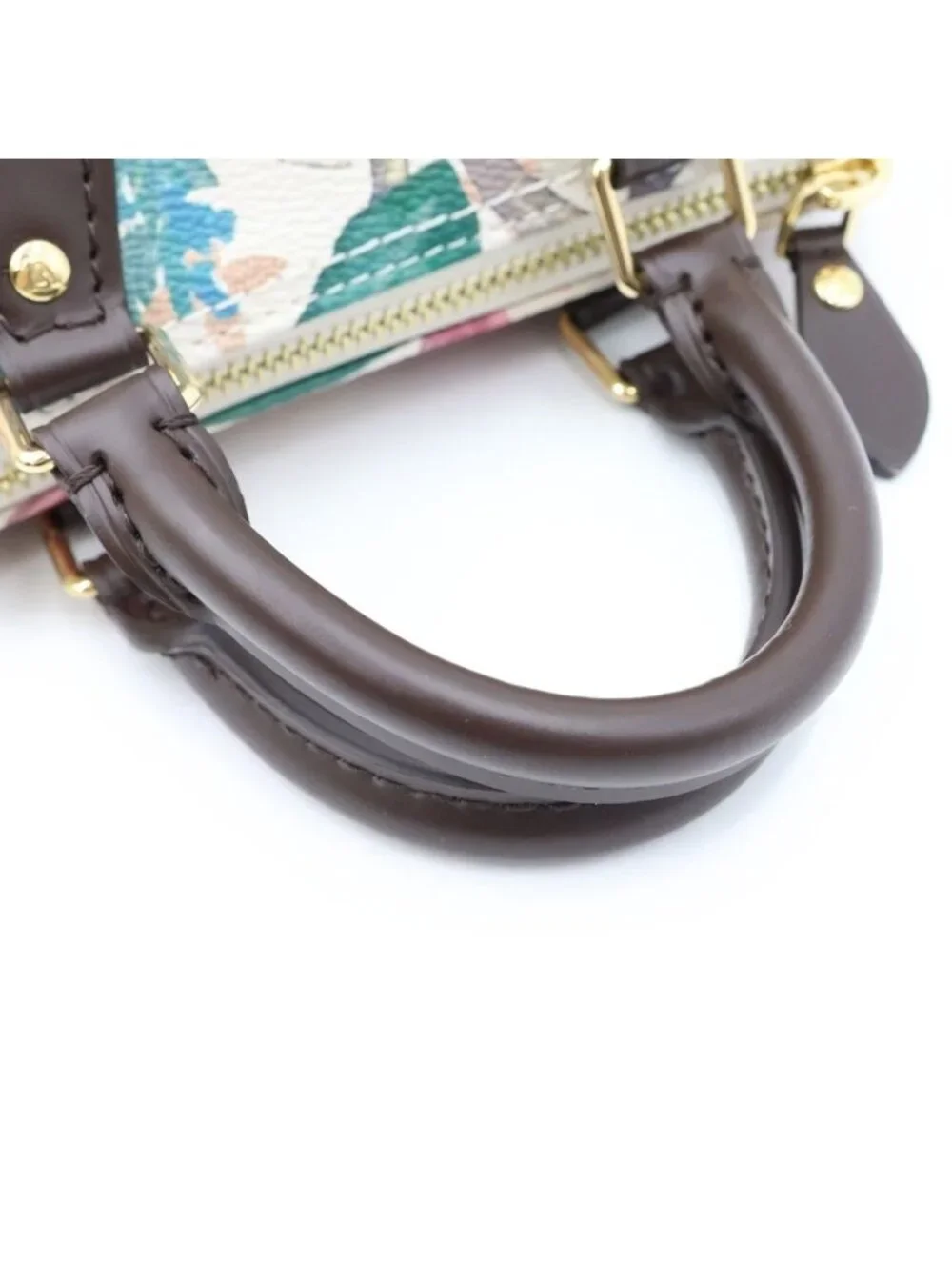 Louis Vuitton Monogram Dune Nano Speedy 2-Way Shoulder Bag White Brown Leather